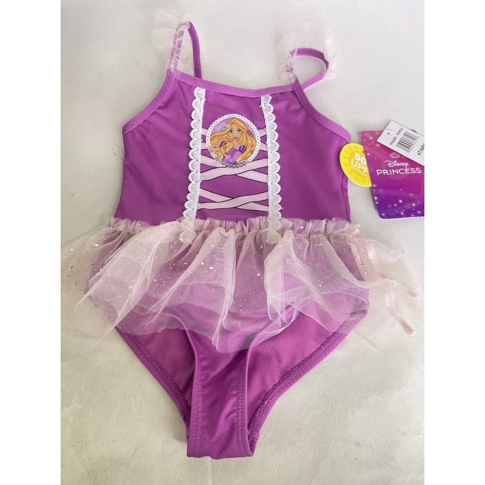 Disney Tangled Rapunzel Tutu One Piece Swim Swimsuit Swimwear Girls Size 4T